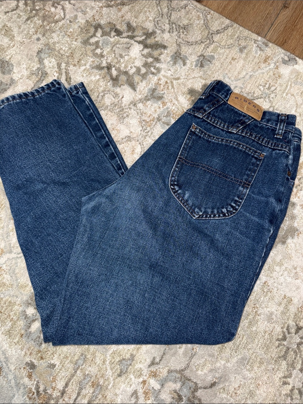Riders by Lee Women's high waisted Straight-tapered Leg Jeans in Dark Blue Denim